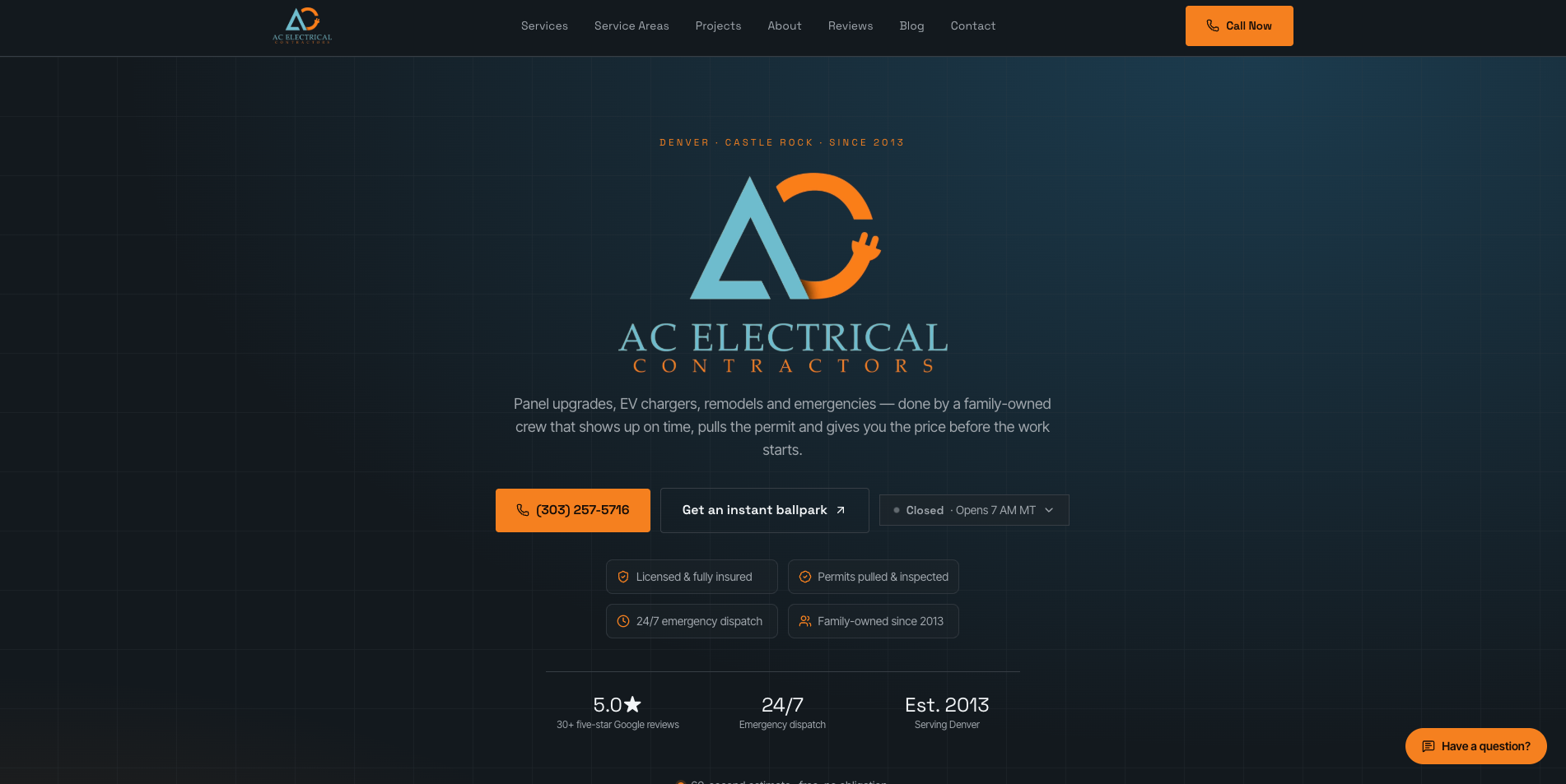 AC Electrical Contractors new website by A&L Designs, Denver, CO