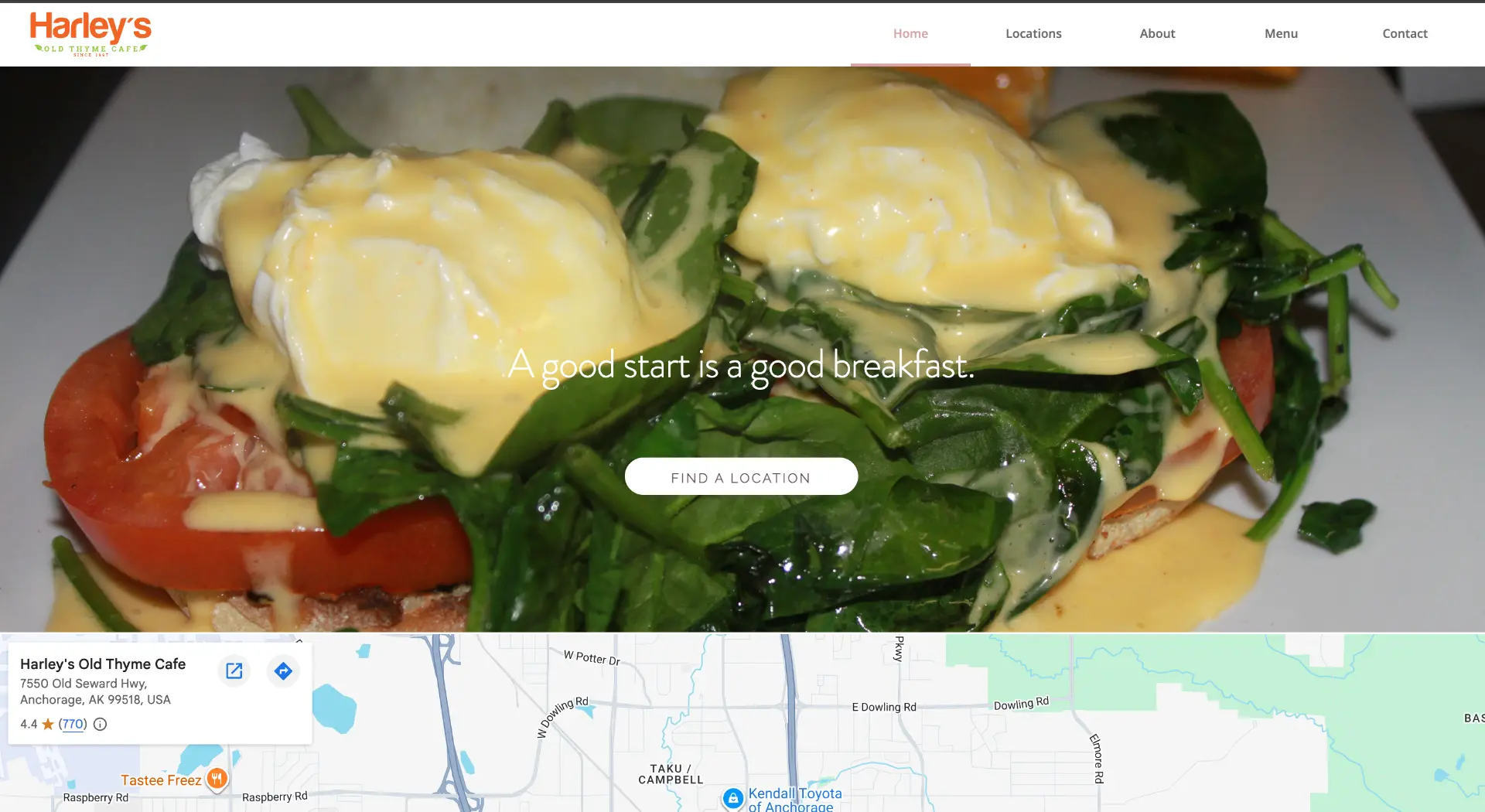 Harley's Old Thyme Cafe old website before the redesign