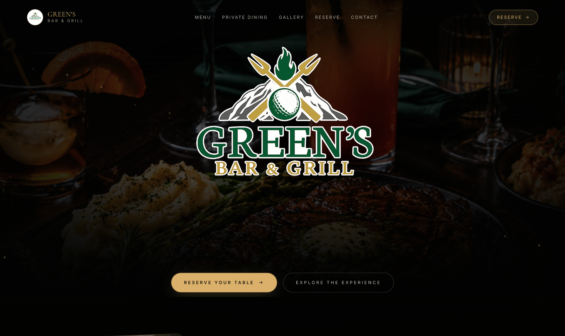 Greens Bar and Grill website