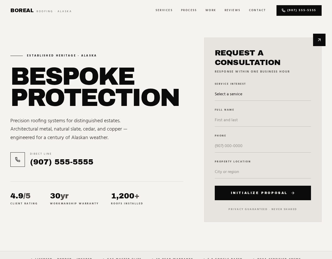 Boreal Roofing Co. website