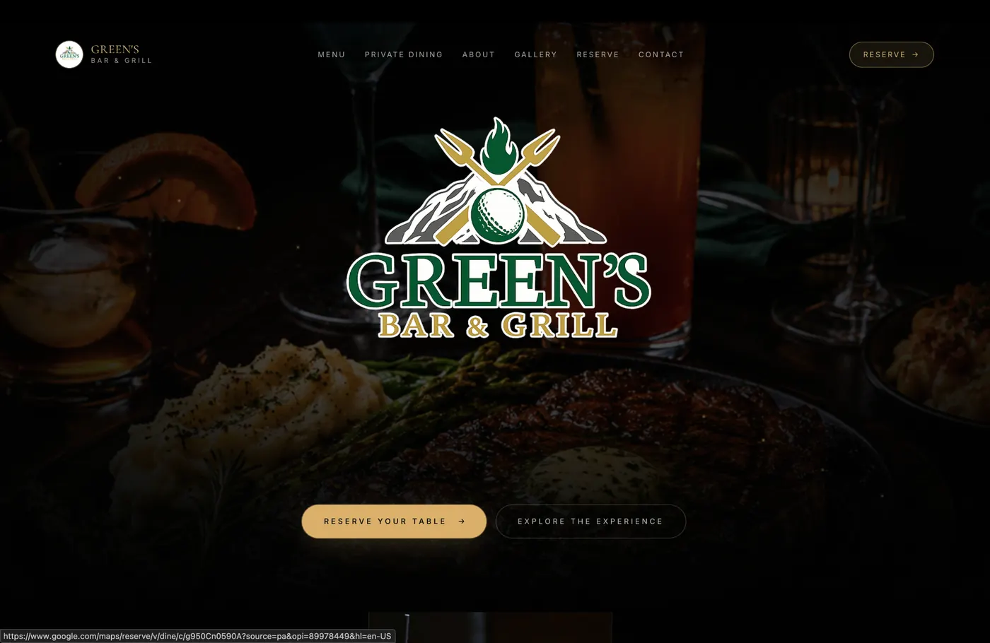 Green's Bar & Grill website