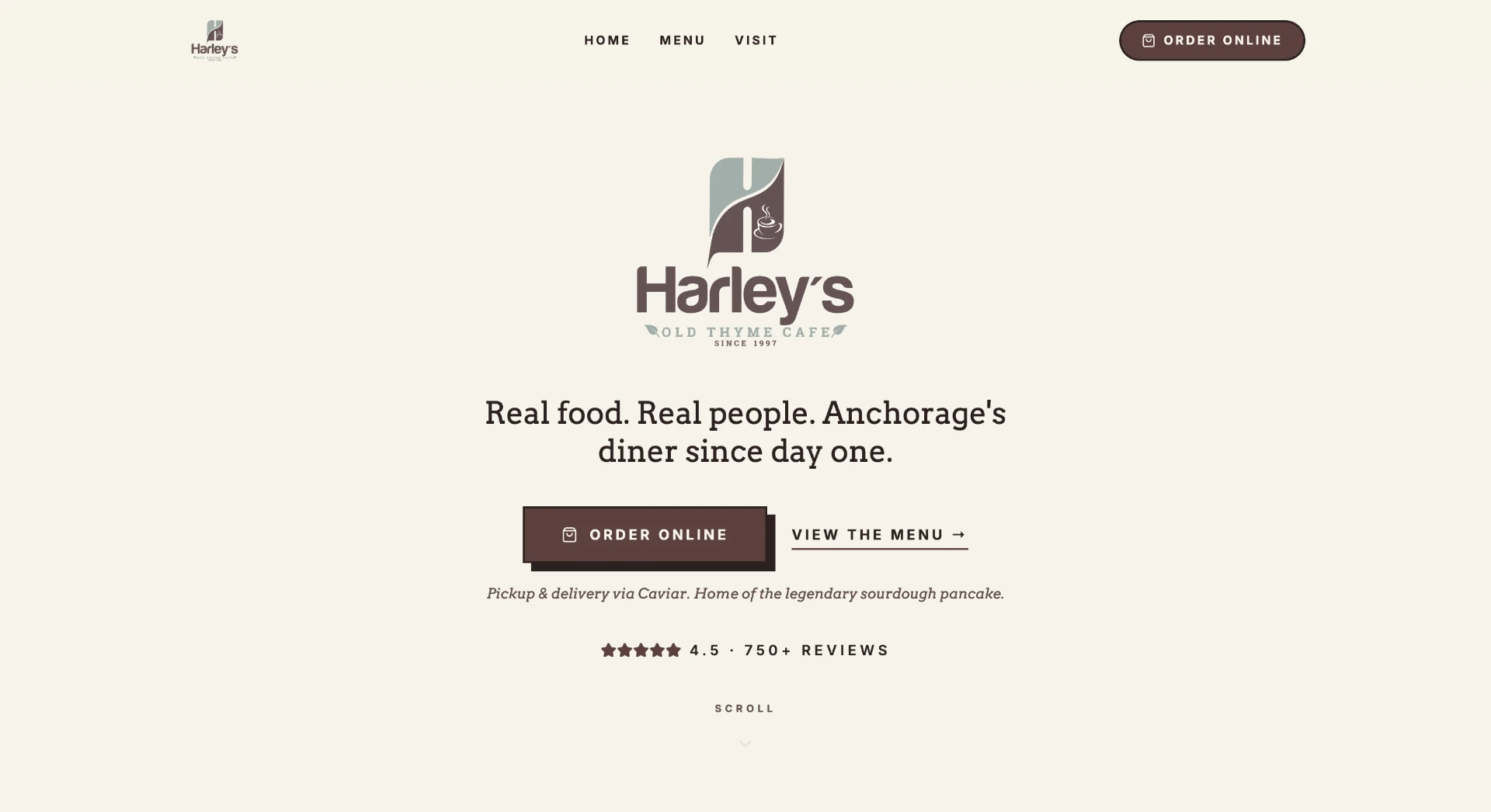 Harley's Old Thyme Cafe website