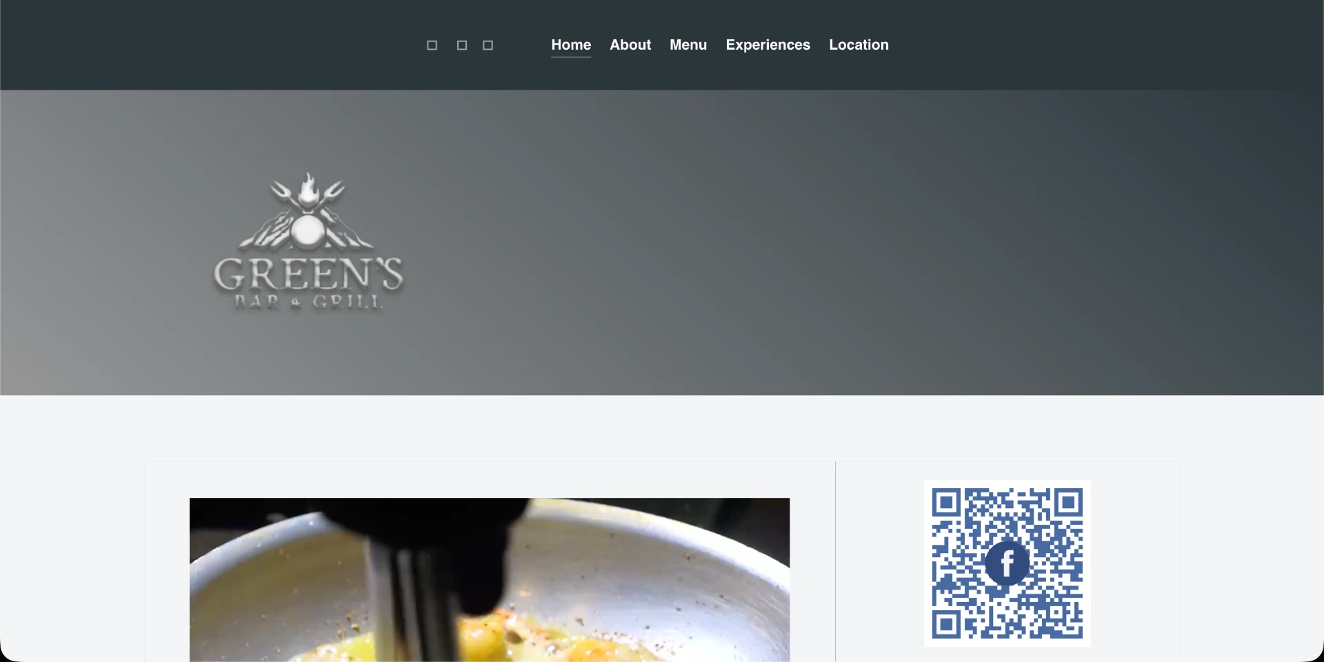 Green's Bar & Grill old website before the redesign