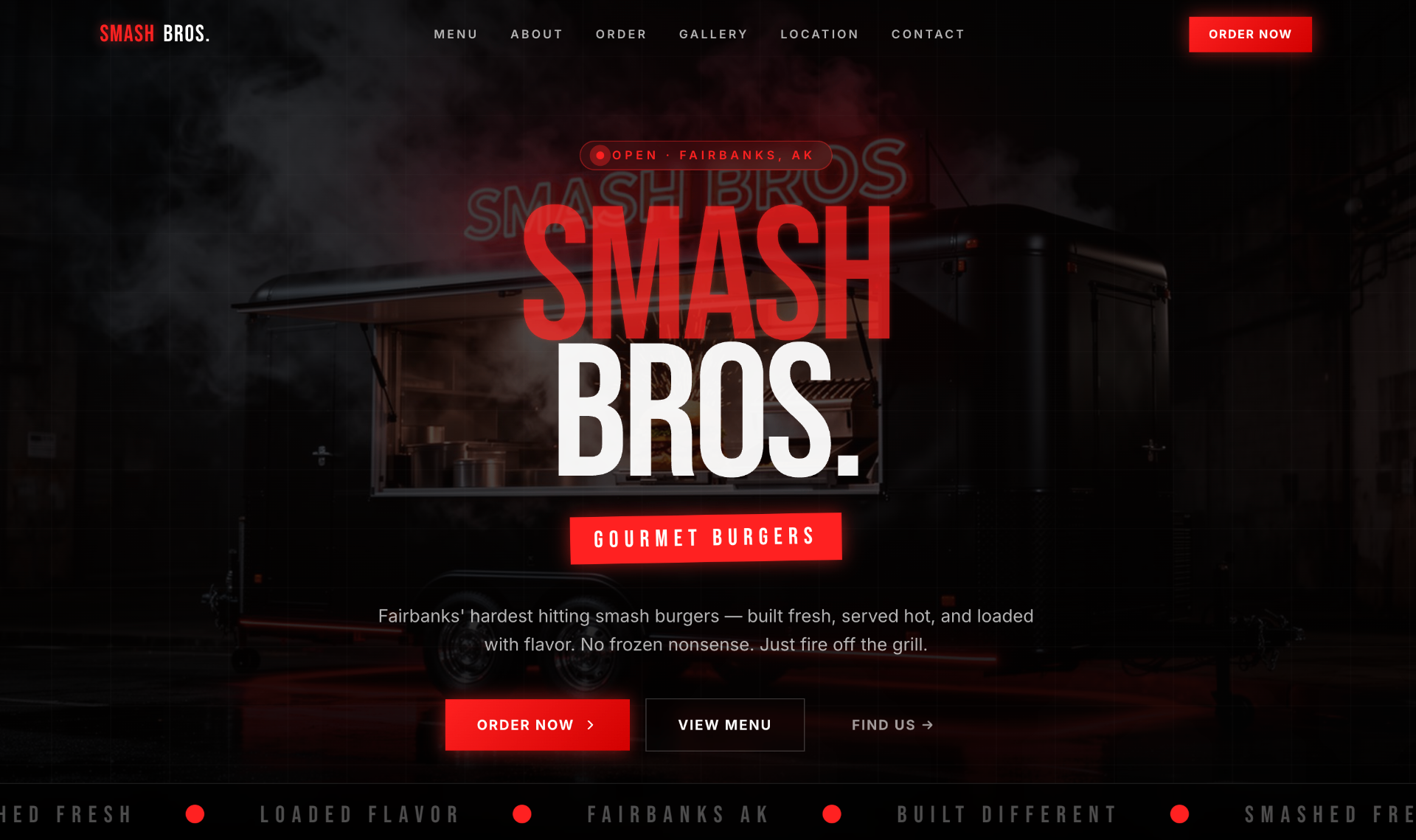 Smash Bros. Burgers demo website