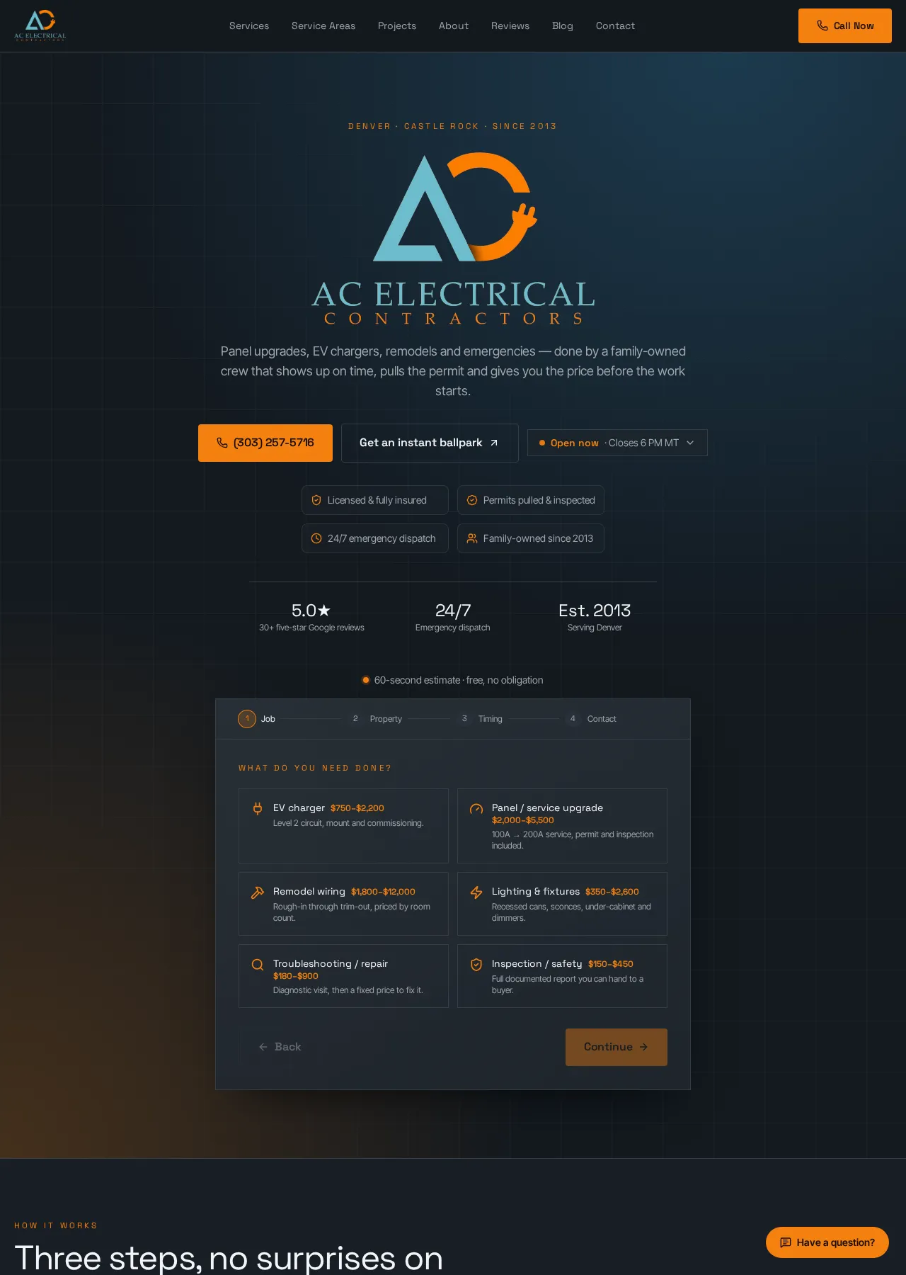 AC Electrical Contractors website