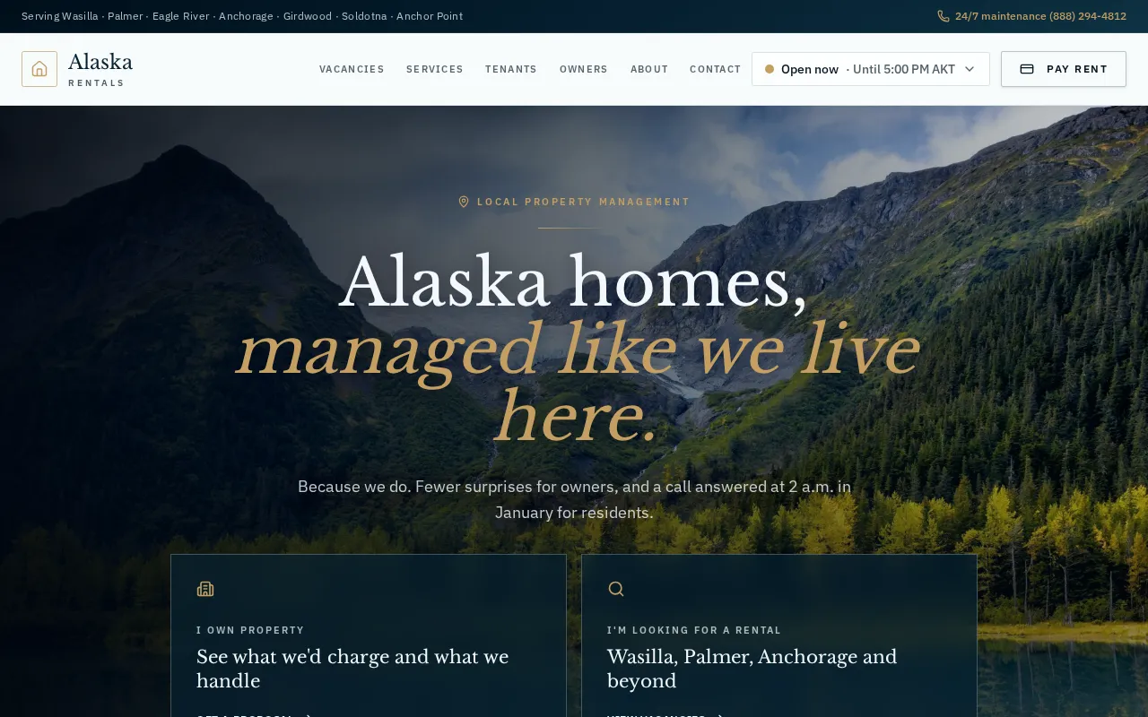 Alaska Rental Network website