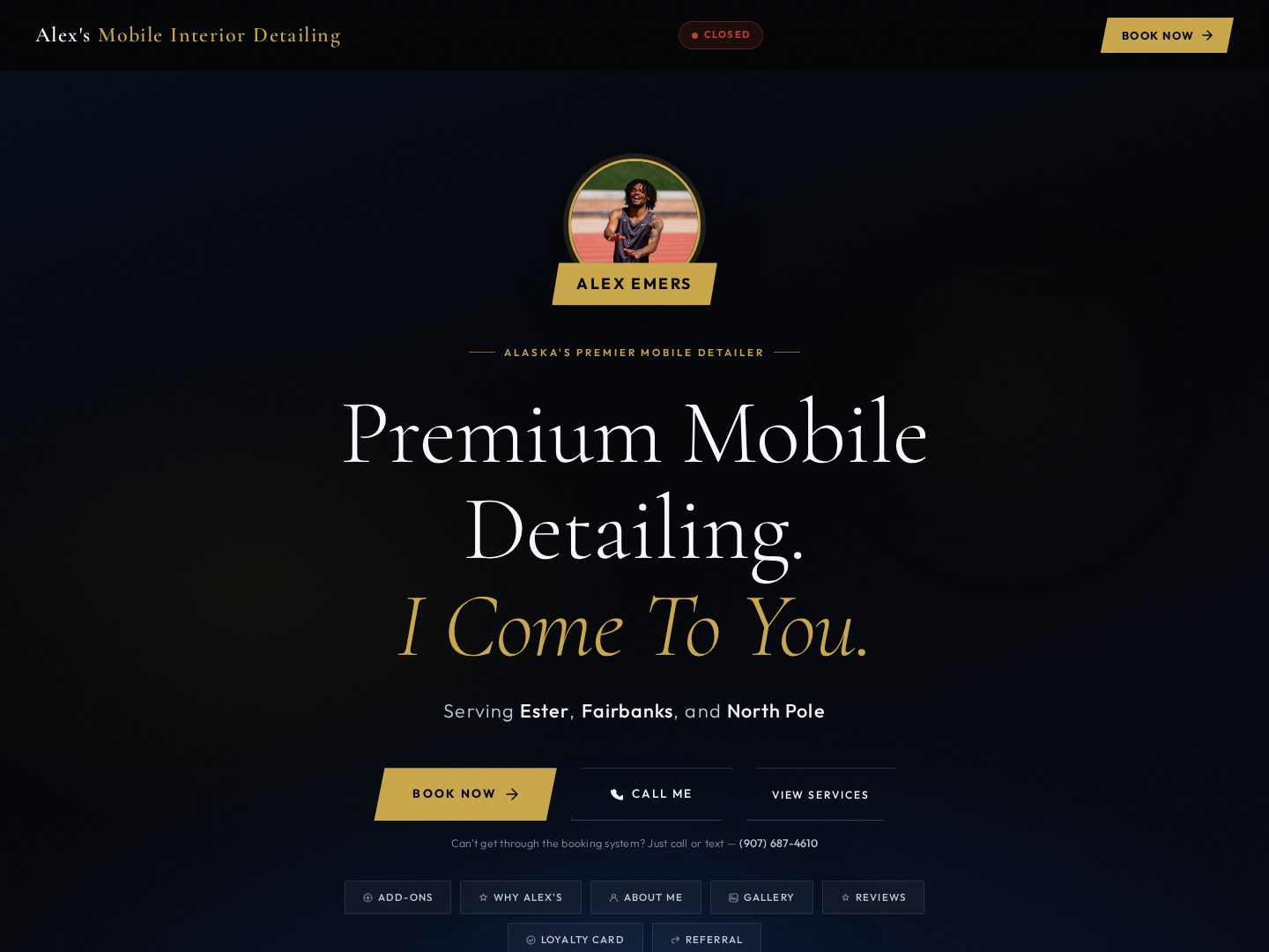 Alex's Mobile Interior Detailing website